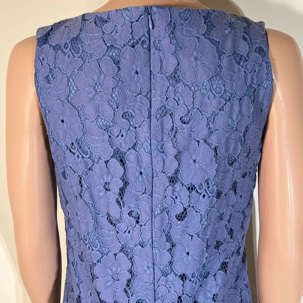 AB studio 8 blue lace dress Knee Length Back Zipper Nylon Sleevel Floral Designs